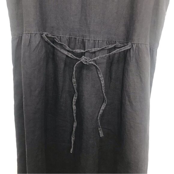 G1 Goods Summer Slate Gray 100% Linen Sleeveless Button Down Dress with Pockets - Picture 13 of 15